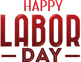 Happy Labor Day Clipart Design with Bold Red Typography Celebrating Workers