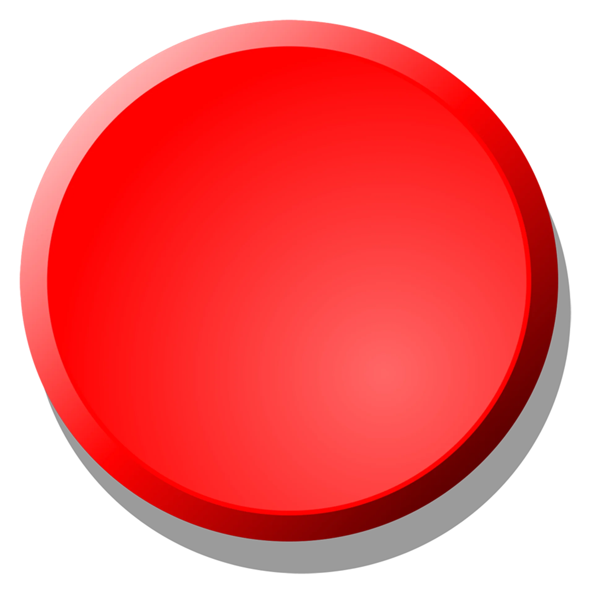 Large Bold Red Circular Button Clipart Design with Glossy Highlight and Shadow