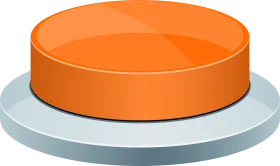 Large Orange Circular Button Clipart Design with Metallic Base