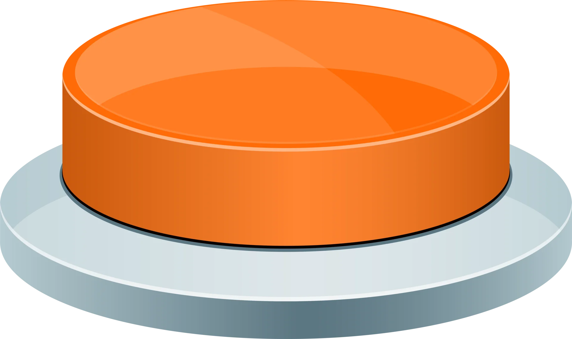 Large Orange Circular Button Clipart Design with Metallic Base