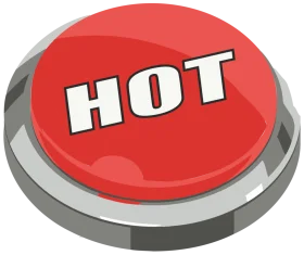 Large Red Hot Button Clipart Graphic with Bold 3D Design and White Lettering