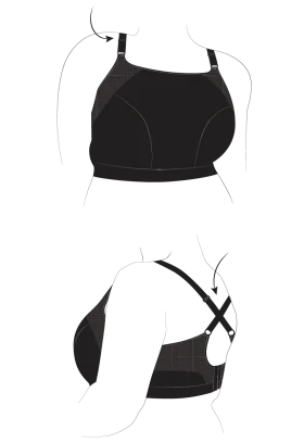 Minimalist Black Sports Bra Clipart Design with Cross-Back Straps