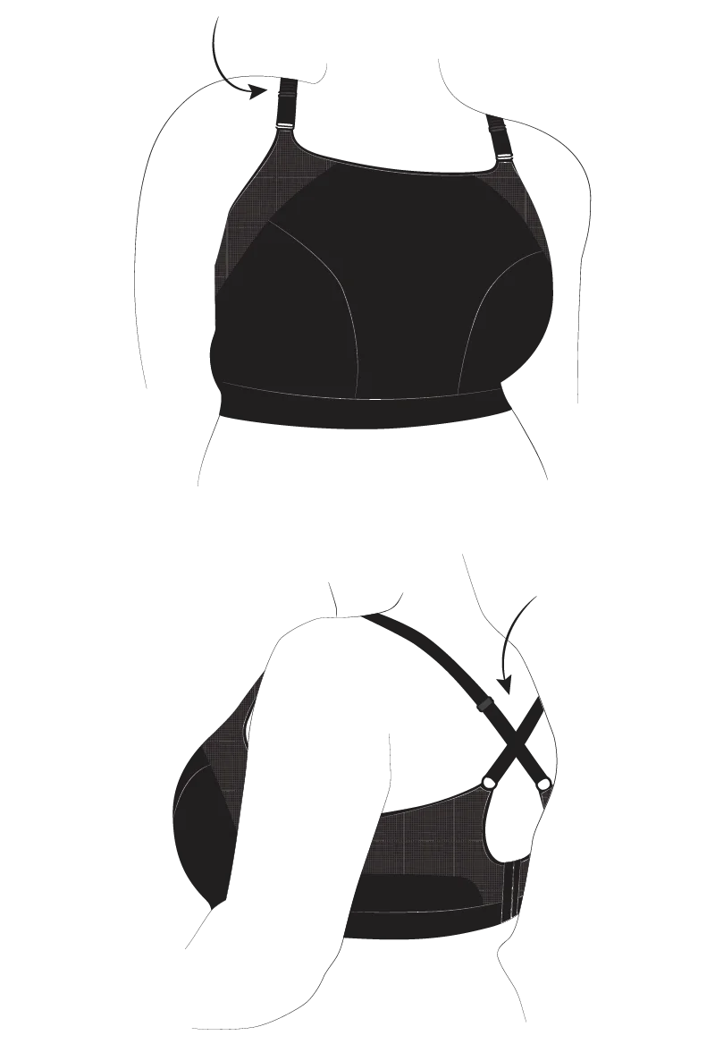 Minimalist Black Sports Bra Clipart Design with Cross-Back Straps