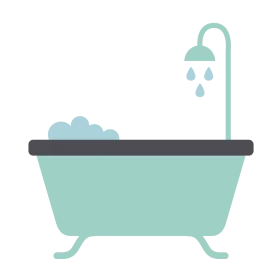 Minimalist Pastel Green Bathroom Bathtub and Shower Clipart Design