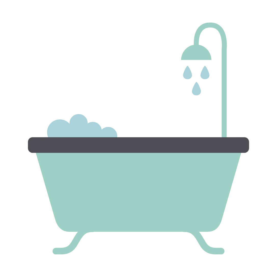 Minimalist Pastel Green Bathroom Bathtub and Shower Clipart Design