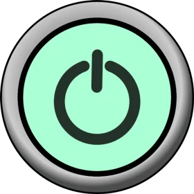 Minimalist Power Button Clipart Symbol in Soft Mint Green Circular Design
