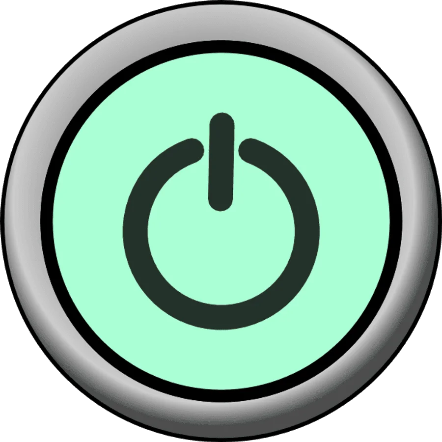 Minimalist Power Button Clipart Symbol in Soft Mint Green Circular Design