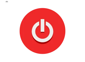 Minimalist Power Symbol Clipart Icon with Bold Crimson Background Design