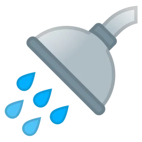 Minimalist Shower Head Clipart Illustration with Water Droplets Design