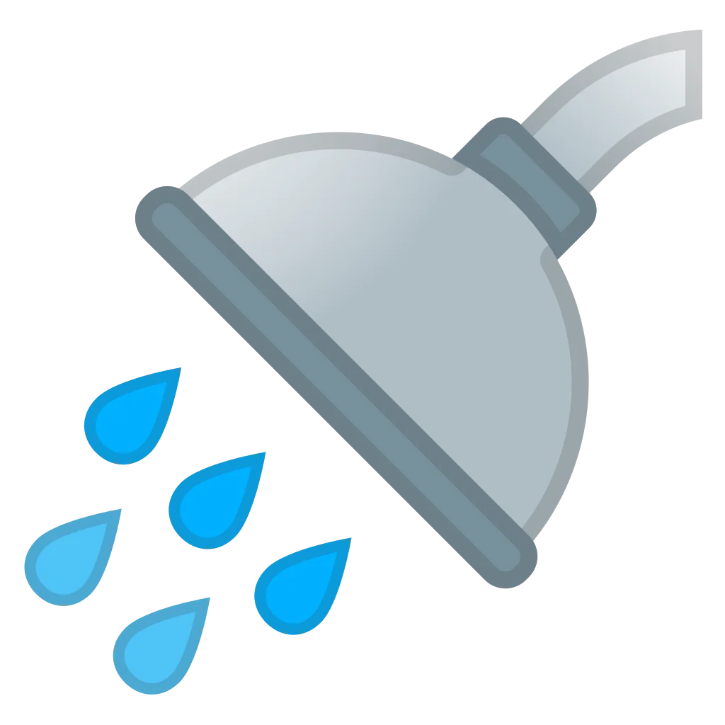 Minimalist Shower Head Clipart Illustration with Water Droplets Design