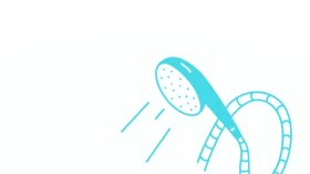 Minimalist Teal and White Bathroom Shower Head Clipart Design Illustration