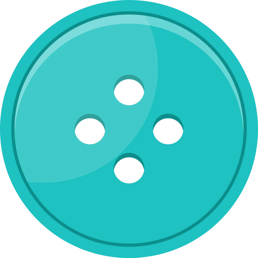 Minimalist Turquoise Four-Hole Sewing Button Clipart with Clean Design