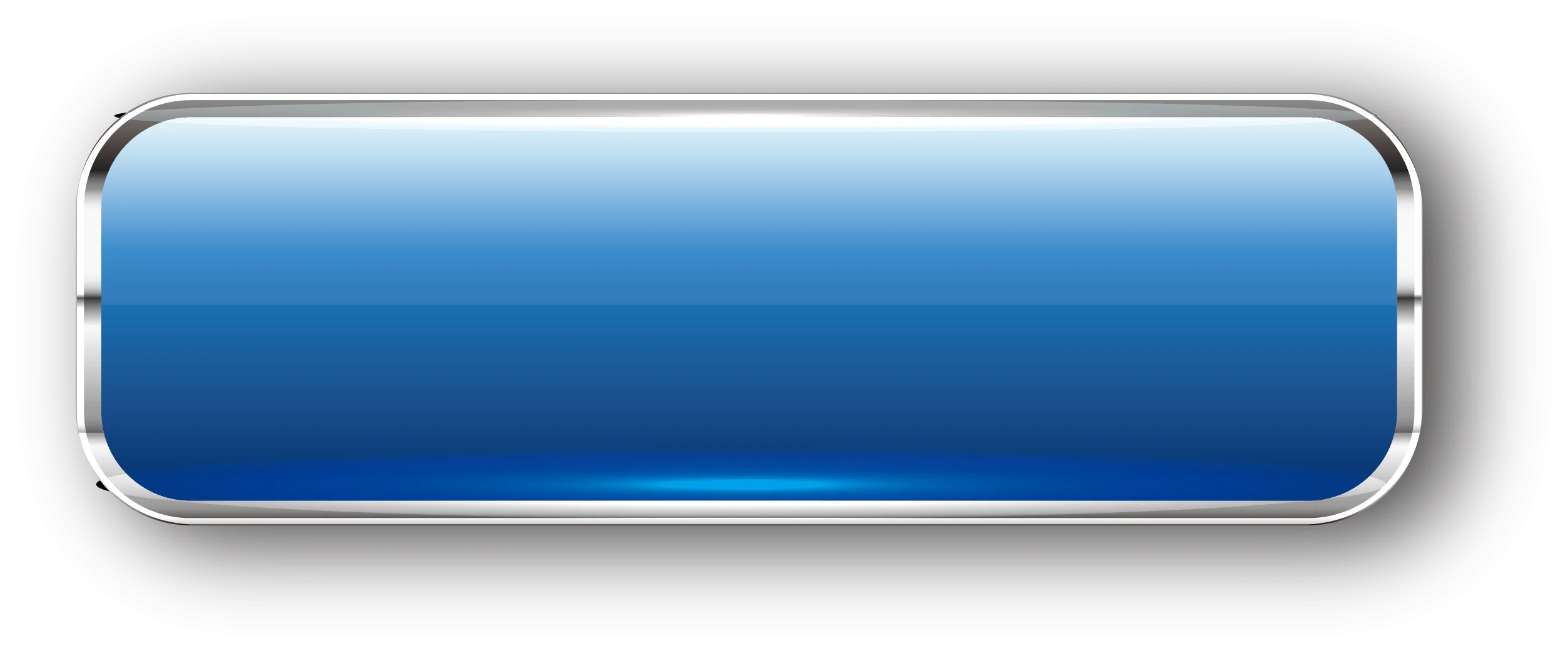 Modern Blue Glossy Rectangle Button Clipart with Metallic Border Design