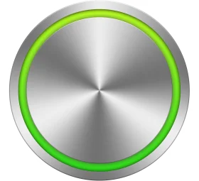Modern Metallic Circular Button Clipart with Luminescent Green Border Design