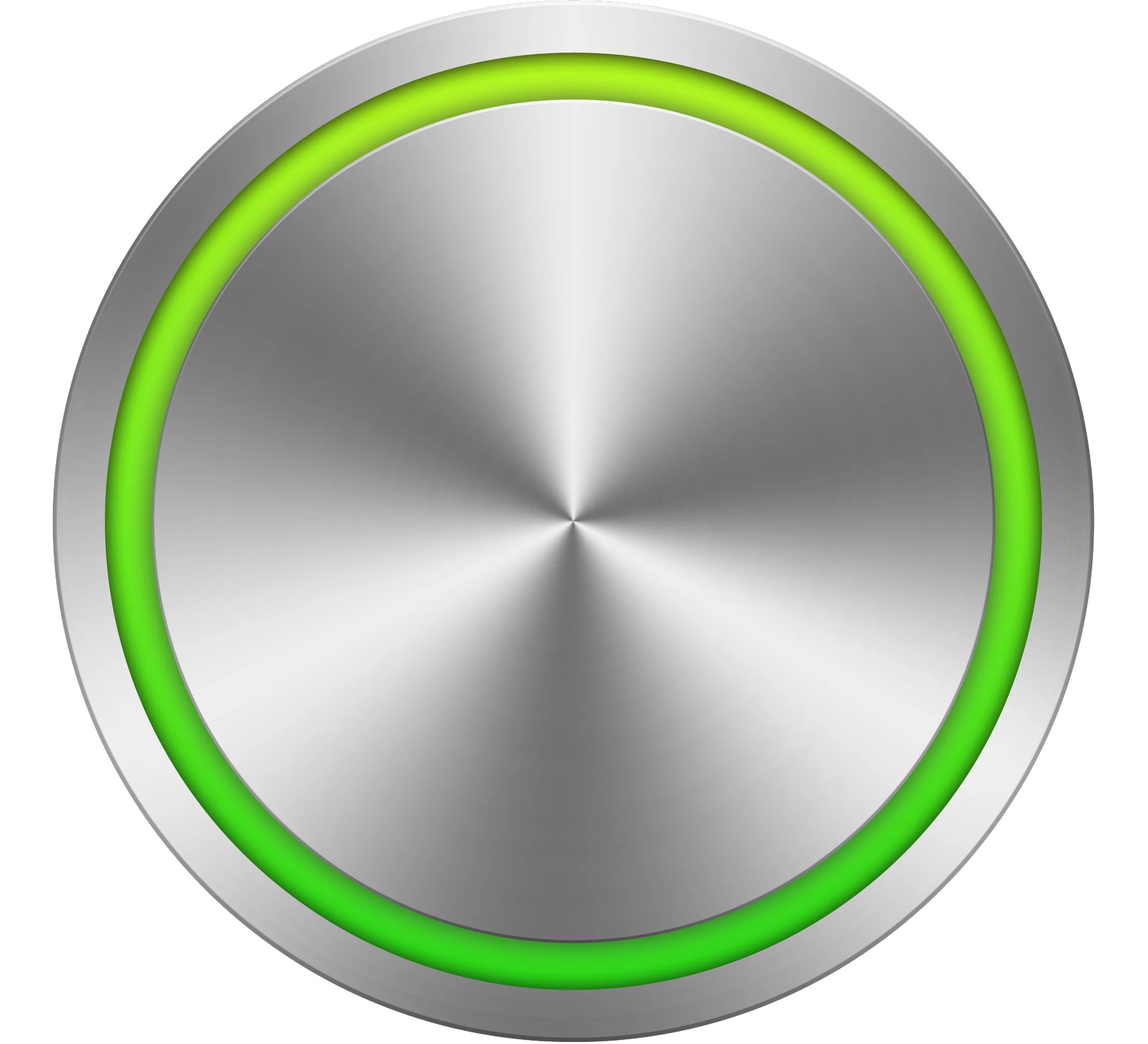 Modern Metallic Circular Button Clipart with Luminescent Green Border Design