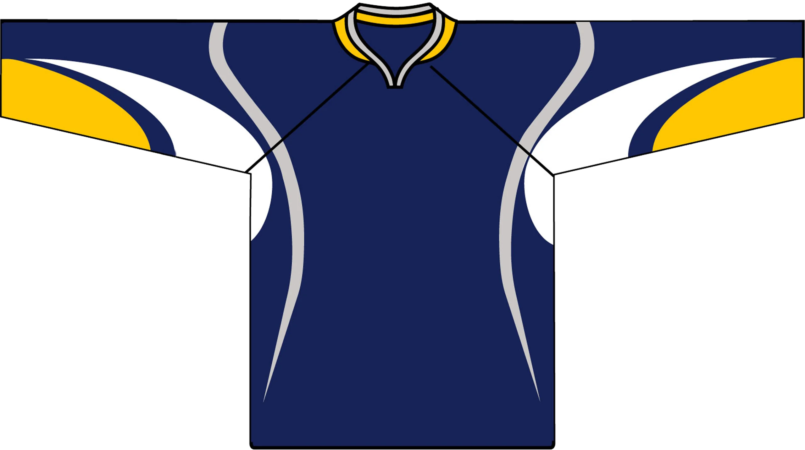 Navy Blue and Yellow Athletic Jersey Hockey Uniform Clipart Design Template