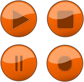 Orange Glossy Media Control Buttons Clipart Collection for Digital Interfaces