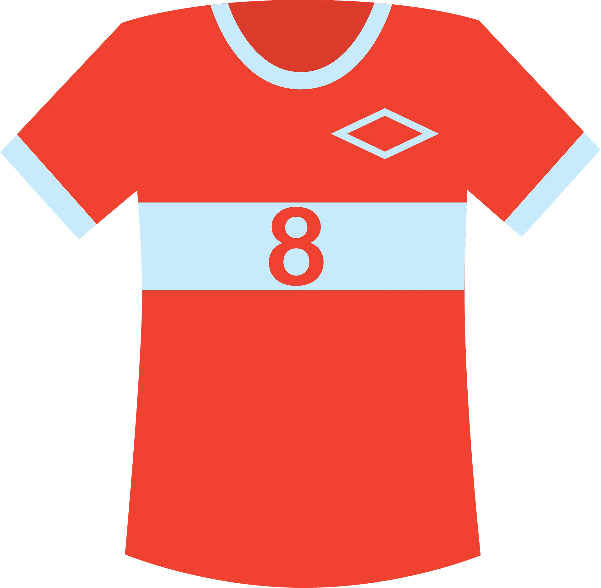 Red and Light Blue Soccer Jersey Clipart Design with Number 8