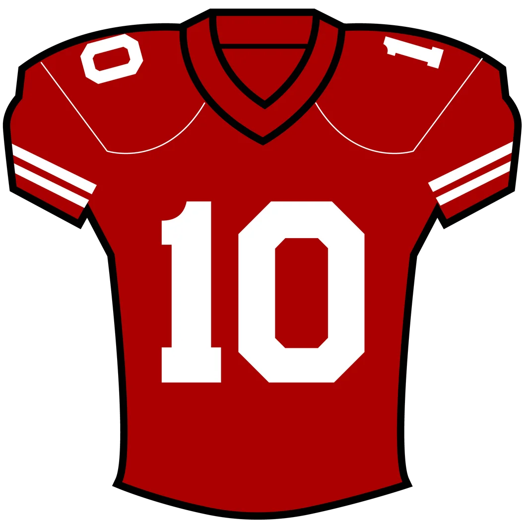 Red Football Jersey Clipart with Number 10 Athletic Sportswear Design