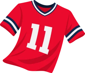 Red Sports Jersey Clipart with Navy Blue Trim and Number 11 Design
