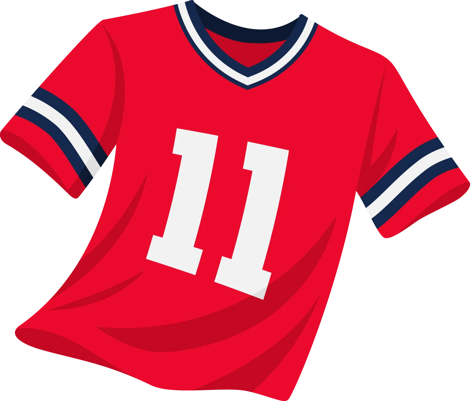Red Sports Jersey Clipart with Navy Blue Trim and Number 11 Design