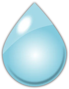 Serene Aqua Water Drop Clipart: Translucent Teardrop Shape with Soft Highlights