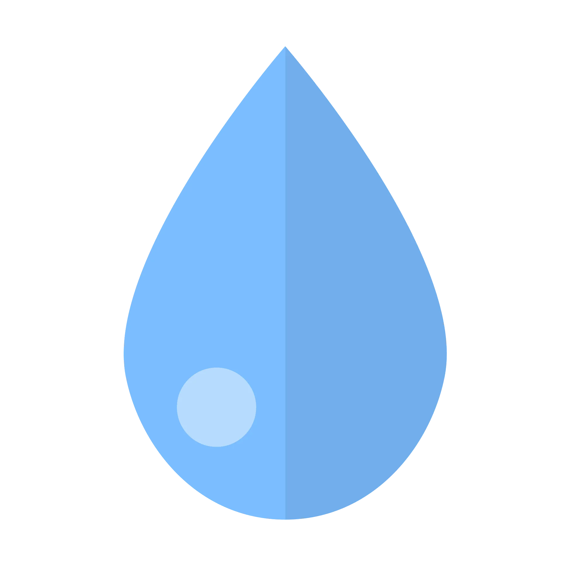 Serene Blue Water Droplet Clipart: Minimalist Design with Soft Circular Highlight