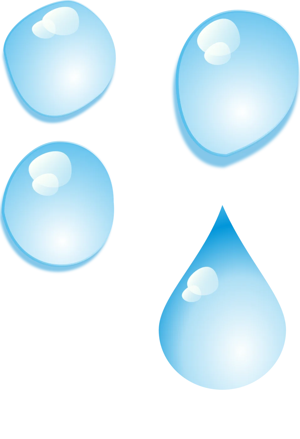 Serene Blue Water Droplets Clipart: Translucent Aqua Liquid Illustrations
