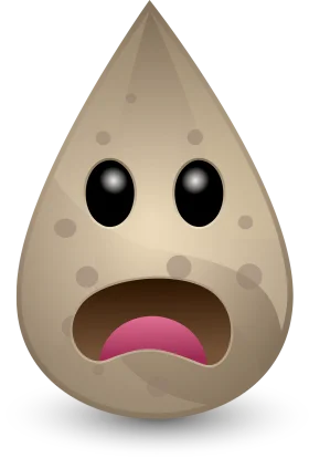 Shocked Water Droplet Clipart with Expressive Cartoon Face and Surprised Expression