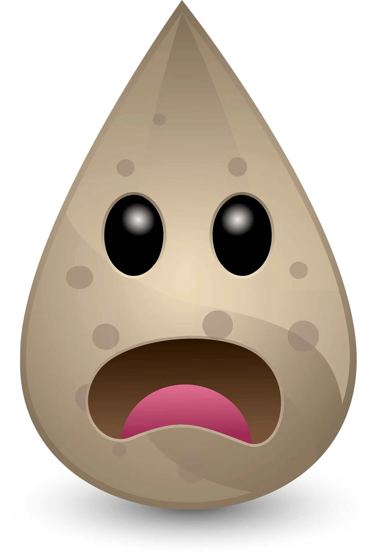 Shocked Water Droplet Clipart with Expressive Cartoon Face and Surprised Expression