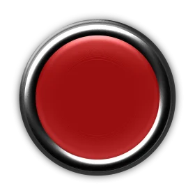 Sleek Glossy Red Push Button Clipart with Metallic Chrome Border Design