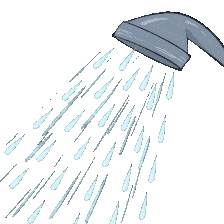 Sleek Modern Bathroom Shower Head Clipart with Cascading Water Streams