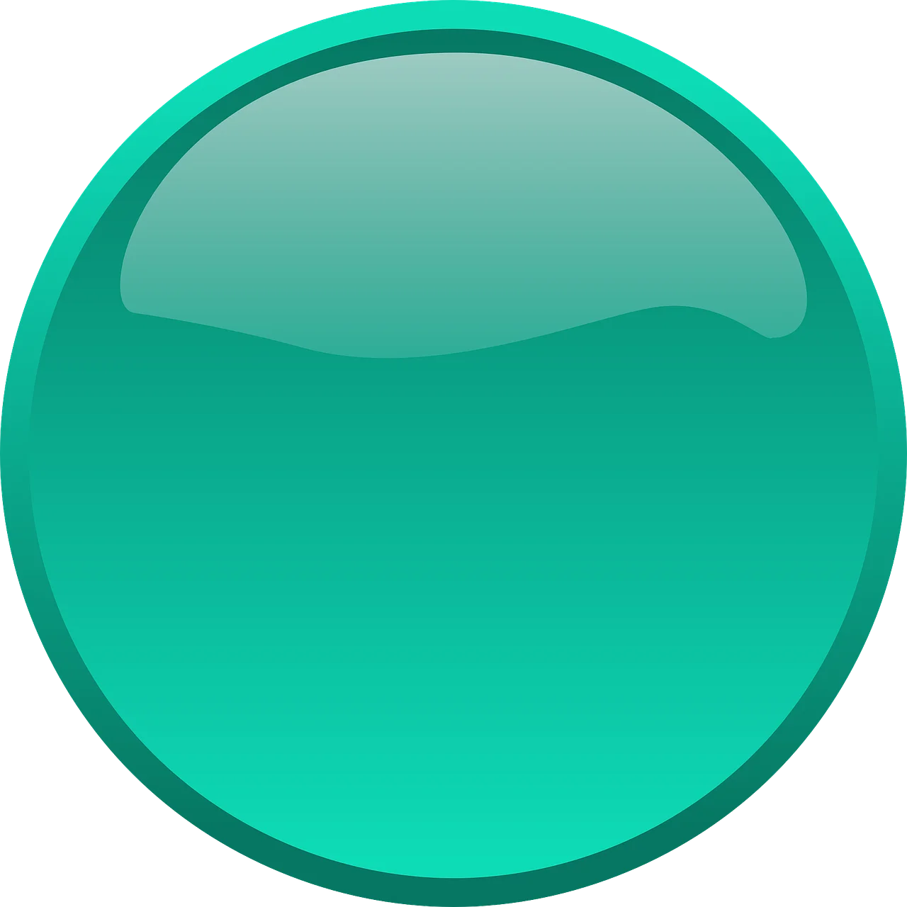 Sleek Turquoise Round Glossy Button Clipart Design Element for Digital Interface