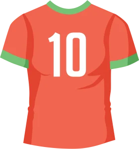 Soccer Jersey Number 10 Clipart Design in Energetic Orange and Green Trim
