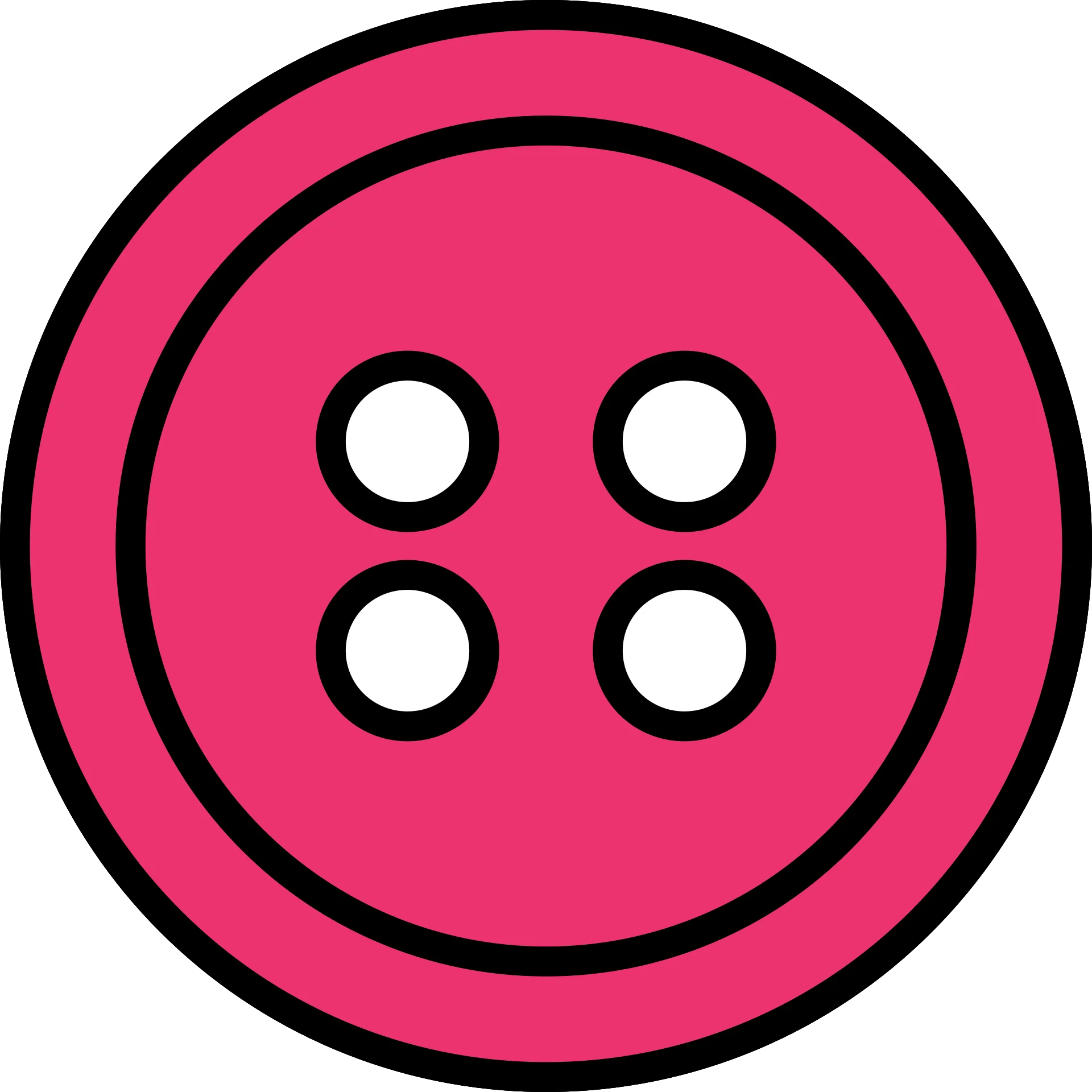 Stylish Round Pink Sewing Button Clipart with Four Symmetrical Holes