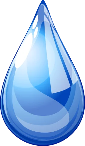 Translucent Blue Water Droplet Clipart with Glossy Reflective Surface