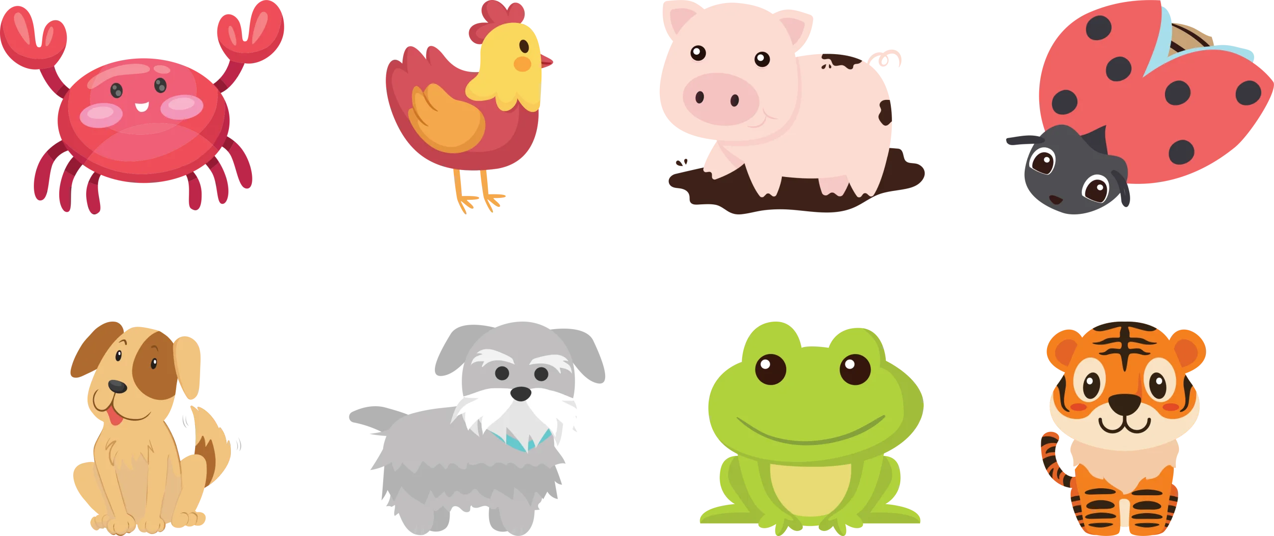 Adorable Animal Kingdom: A Charming Collection of Playful Cartoon Clipart