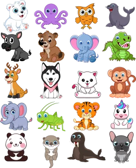 Adorable Animal Kingdom Clipart Collection: Cute Cartoon Creatures Compilation