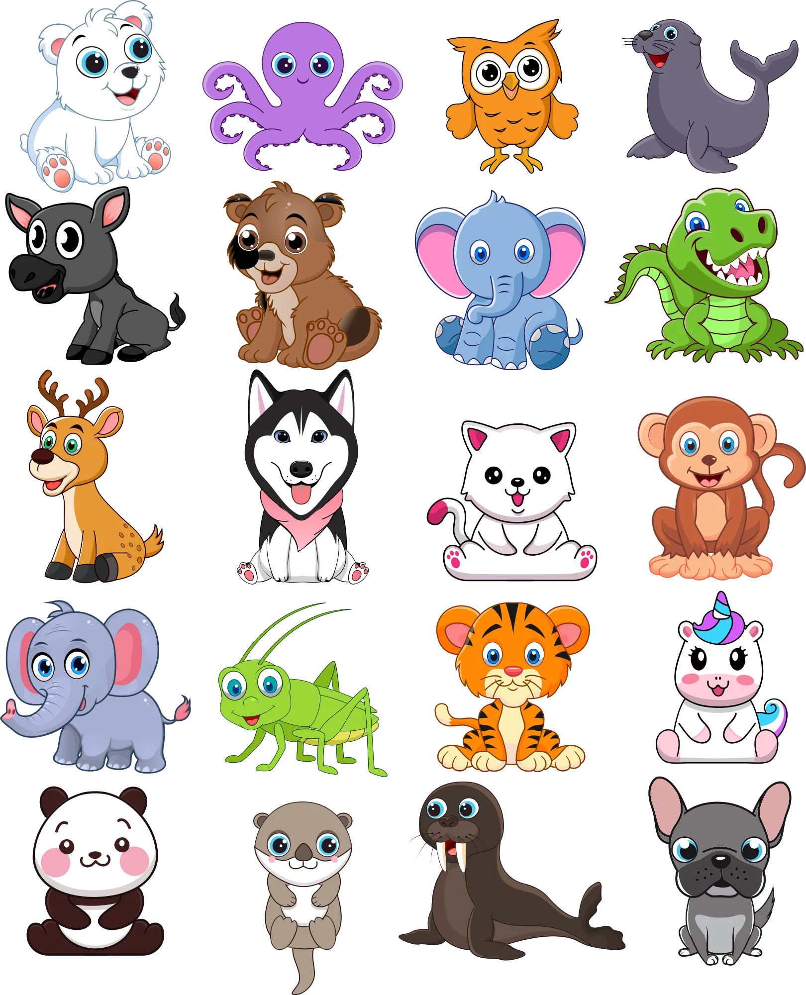 Adorable Animal Kingdom Clipart Collection: Cute Cartoon Creatures Compilation