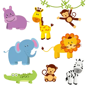 Adorable Jungle Safari Animal Friends Cartoon Clipart Collection