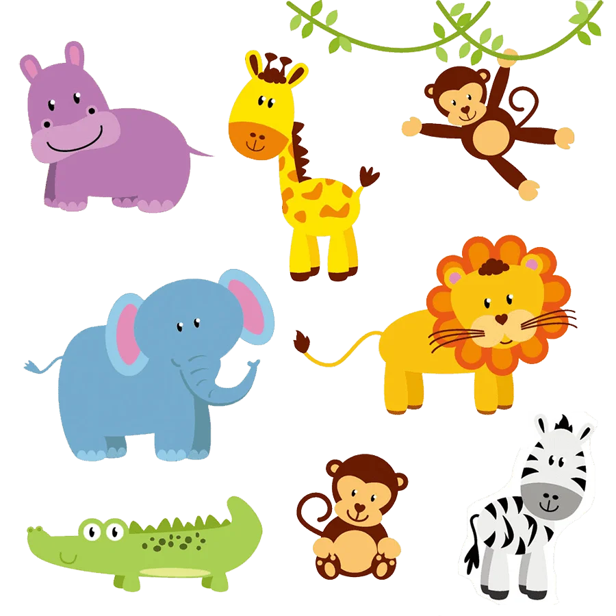 Adorable Jungle Safari Animal Friends Cartoon Clipart Collection