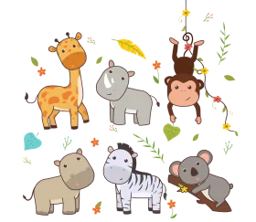 Adorable Safari and Jungle Animals Cartoon Clipart Collection for Kids