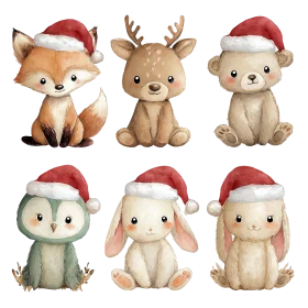 Adorable Winter Woodland Creatures Christmas Clipart Collection