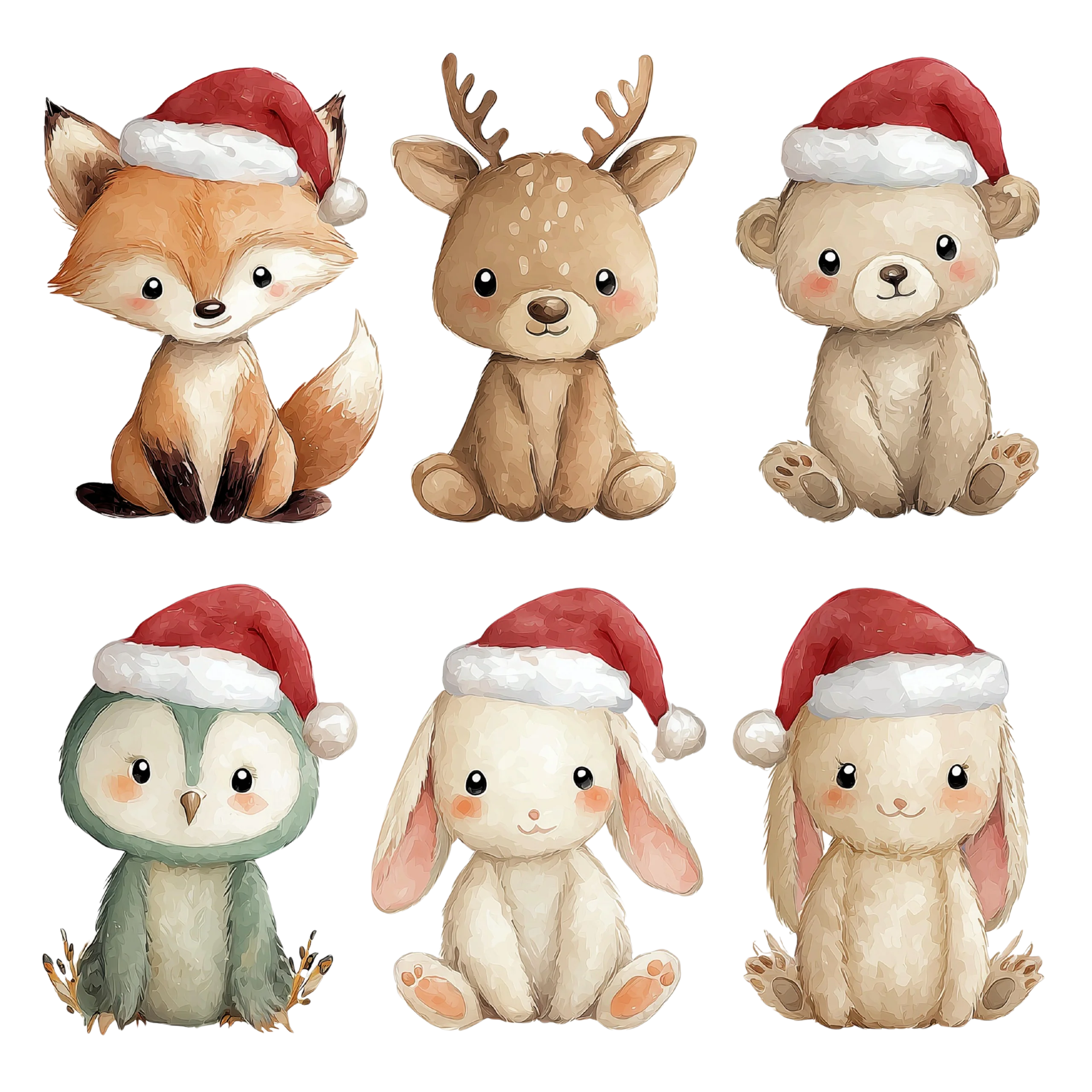 Adorable Winter Woodland Creatures Christmas Clipart Collection