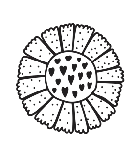 Black and White Whimsical Hearts Flower Clipart Design with Delicate Patterns