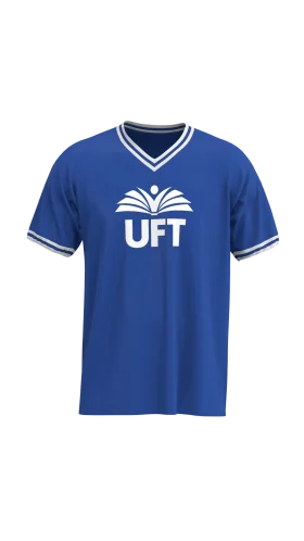 Blue UFT Union Logo Sports Jersey Clipart Design with V-Neck Trim