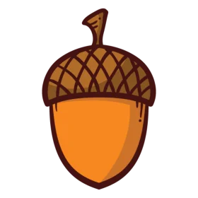 Charming Autumn Woodland Acorn Clipart with Warm Color Palette and Detailed Texture