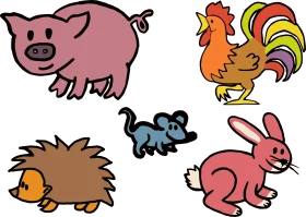 Charming Farm and Woodland Creatures Cartoon Clipart Collection