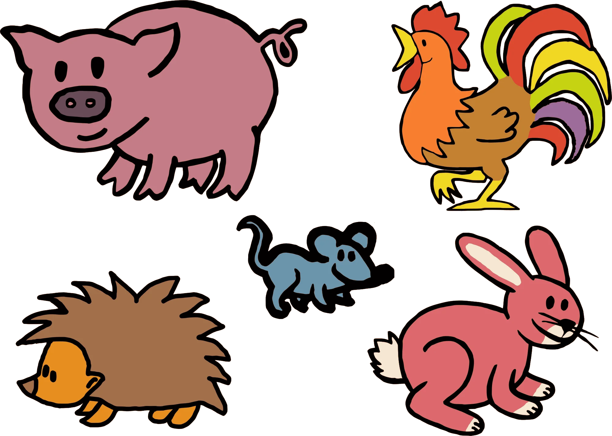 Charming Farm and Woodland Creatures Cartoon Clipart Collection