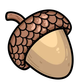 Charming Woodland Acorn Clipart with Warm Earth-Toned Scales and Smooth Texture